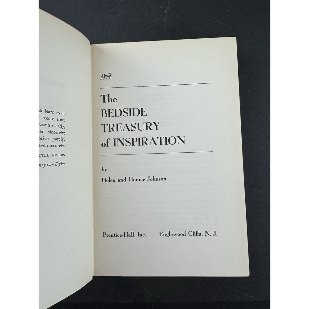The Bedside Treasury Of Inspiration. 1956. First Edition. Prentice Hall